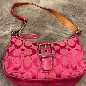 Small Hot Pink Coach Purse with Signature C logo